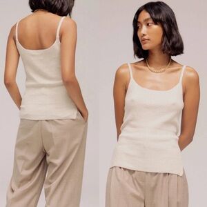 Mijeong Park Oatmeal Ribbed Knit Tank Minimalist Capsule Essential Size XS